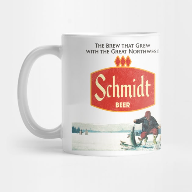 Schmidt Beer Retro Defunct Ice Fishing Nature Scene by darklordpug